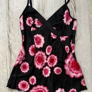 Silk Floral Black and Pink Women's Cami